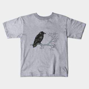 Raven pen drawing Kids T-Shirt